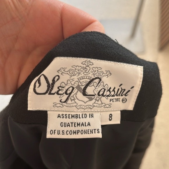NWT Vintage Oleg Cassini Black w/ Gold Detail Wool Blazer Size 8P - Picture 4 of 6